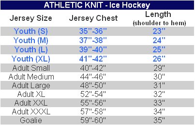 nhl hockey jersey sizing chart